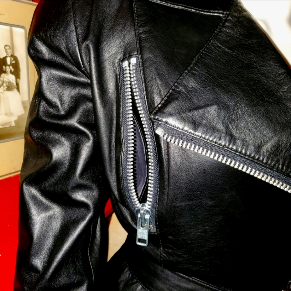 🖤VNTG MINT Black Leather Moto Dress by Michael Hoban 4 North Beach Leather 🖤 - Picture 5 of 13